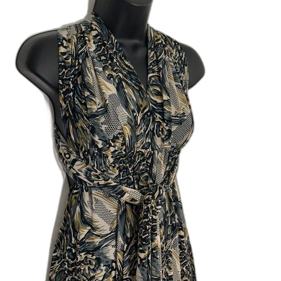 SAVANNAH STUDIO Halter Wrap Cut Out Maxi Dress Black Green Size Small - Picture 4 of 9